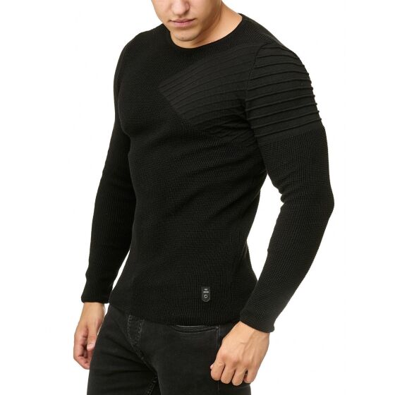 Red Bridge Mens Knit Jumper Arrow Shoulder Jumper Black M