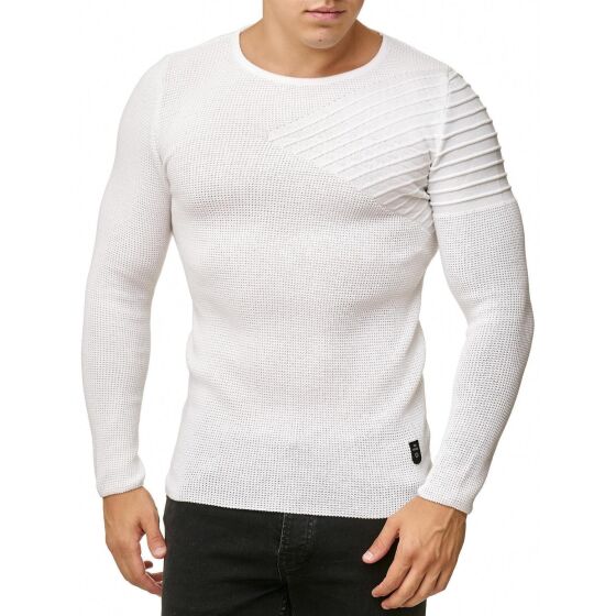 Red Bridge Mens Knit Jumper Arrow Shoulder Jumper White XXL
