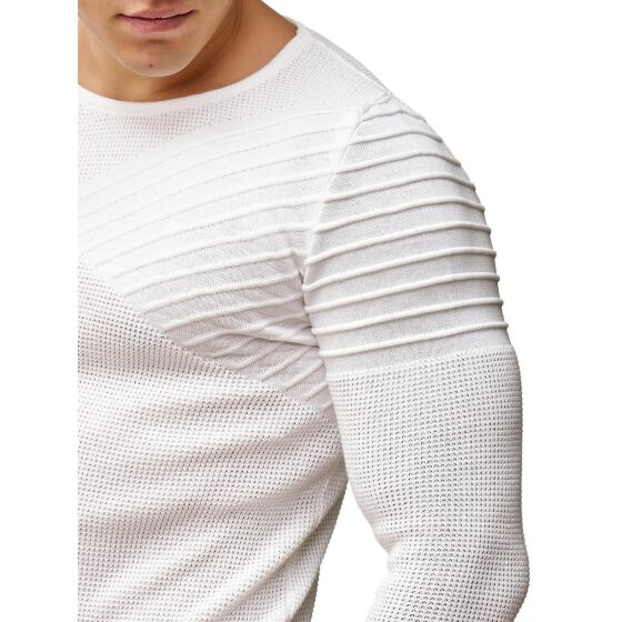 Red Bridge Mens Knit Jumper Arrow Shoulder Jumper White XXL