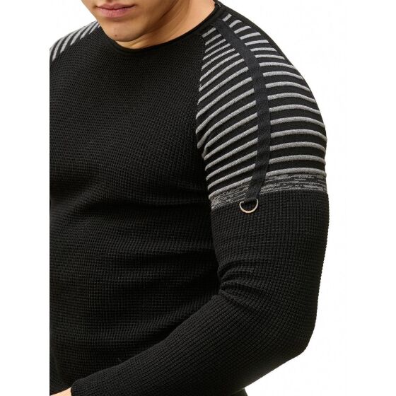 Red Bridge Mens Knit Sweater Striped Shoulder Jumper