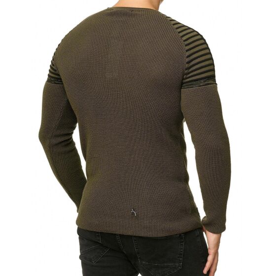 Red Bridge Mens Knit Sweater Striped Shoulder Jumper