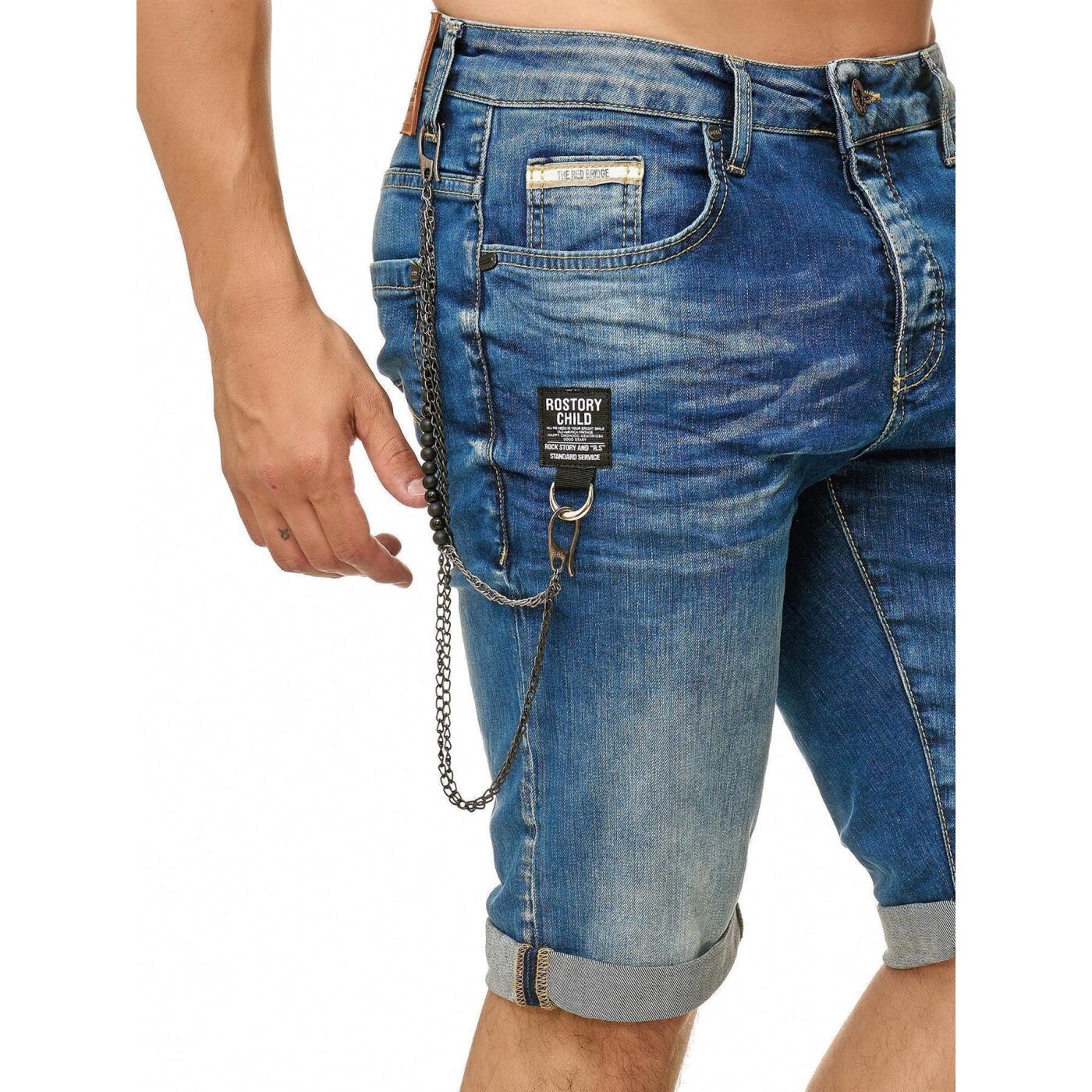 Blue Shorts Mens Short Chain € - 29,90 Denim Bridge Patch Redb, Side Red Jeans
