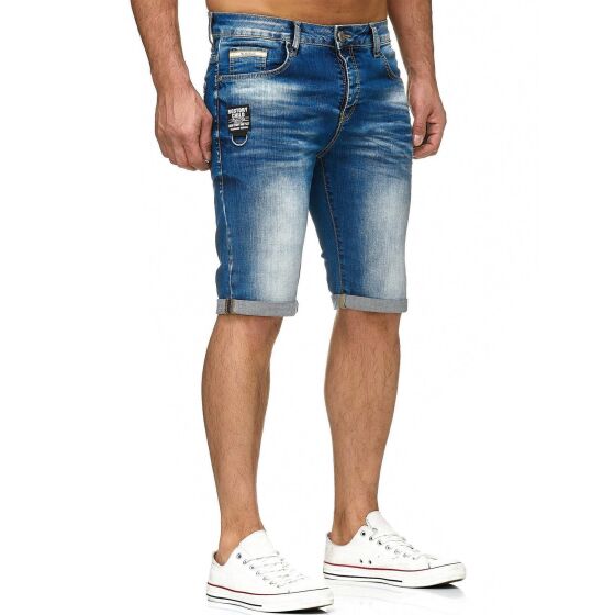 Red Bridge Herren Jeans Short Kurze Hose Denim Side Patch Chain Blau