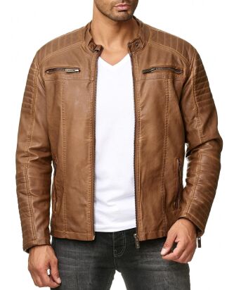 Red Bridge Herren Vintage Biker Jacke Kunst- Lederjacke...