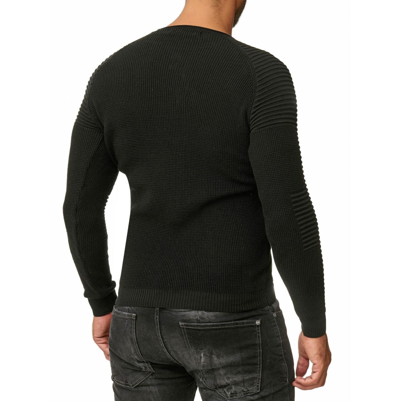 UUYUK Men Slim Fit Cable Knit Long Sleeve Round Neck Sweater Pullover