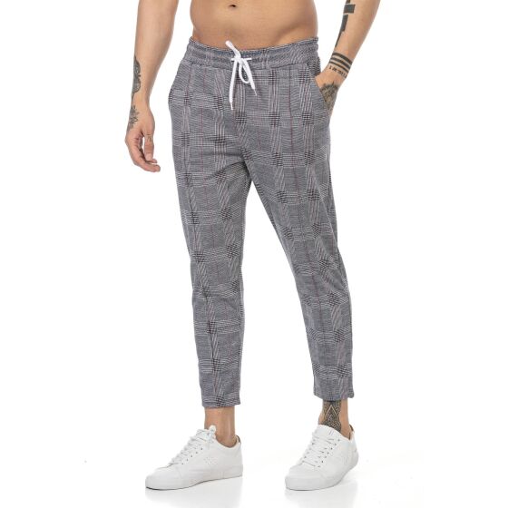 Red Bridge Mens Scacchi Jogg Pants Checked leisure trousers with elastic waistband