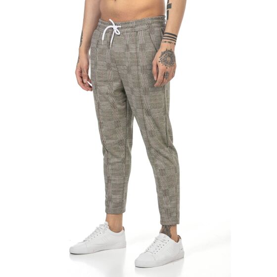 Red Bridge Mens Scacchi Jogg Pants Checked leisure trousers with elastic waistband