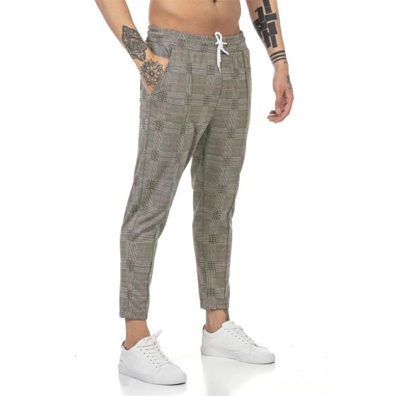 Red Bridge Mens Scacchi Jogg Pants Checked leisure trousers with elastic waistband