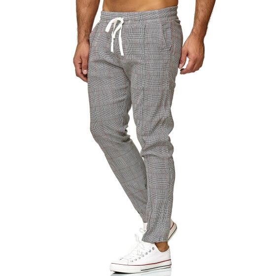 Red Bridge Mens Scacchi Jogg Pants Checked Casual Pants with Elastic Waistband Gray S