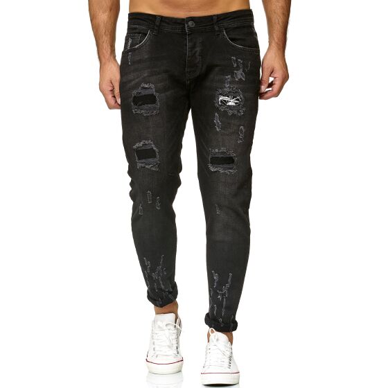 Red Bridge Mens Regular-Fit Ripped Frayed Destroyed Weapon Choice Jeans