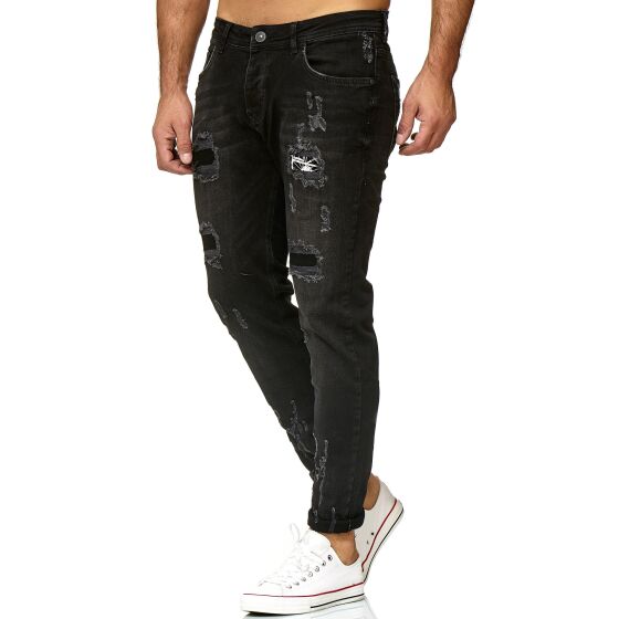 Red Bridge Mens Regular-Fit Ripped Frayed Destroyed Weapon Choice Jeans