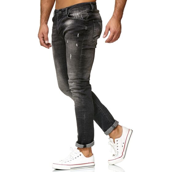 Red Bridge Mens Jeans Trousers Slim Fit Ripped Redemption Black W34 L32