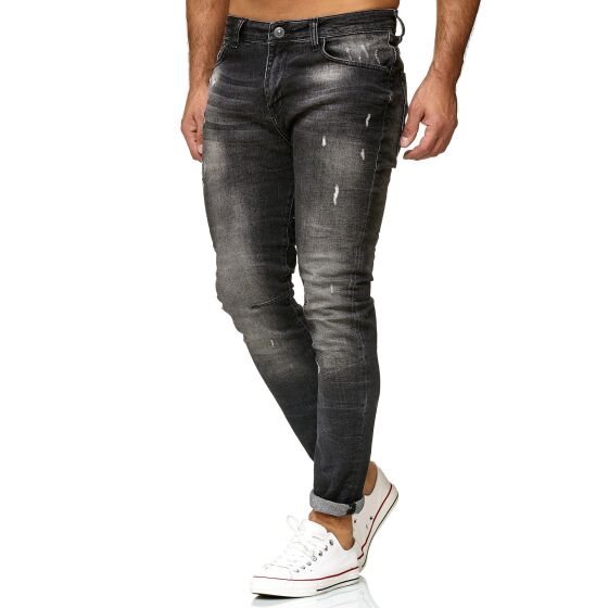 Red Bridge Mens Jeans Trousers Slim Fit Ripped Redemption Black W34 L32