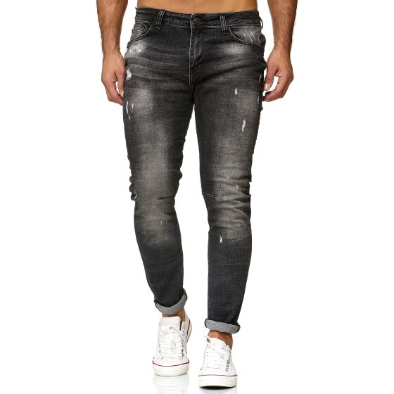 Red Bridge Herren Jeans Hose Slim-Fit Ripped Redemption Schwarz W36 L34