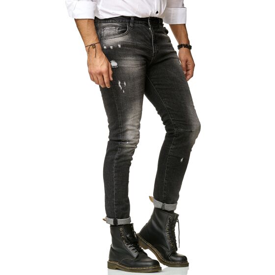 Red Bridge Herren Jeans Hose Slim-Fit Ripped Redemption Schwarz W36 L34