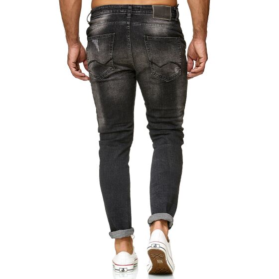 Red Bridge Herren Jeans Hose Slim-Fit Ripped Redemption Schwarz W38 L34