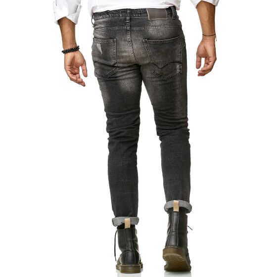 Red Bridge Herren Jeans Hose Slim-Fit Ripped Redemption Schwarz W38 L34