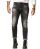 Red Bridge Mens Jeans Trousers Slim-Fit Ripped Redemption Black W38 L34