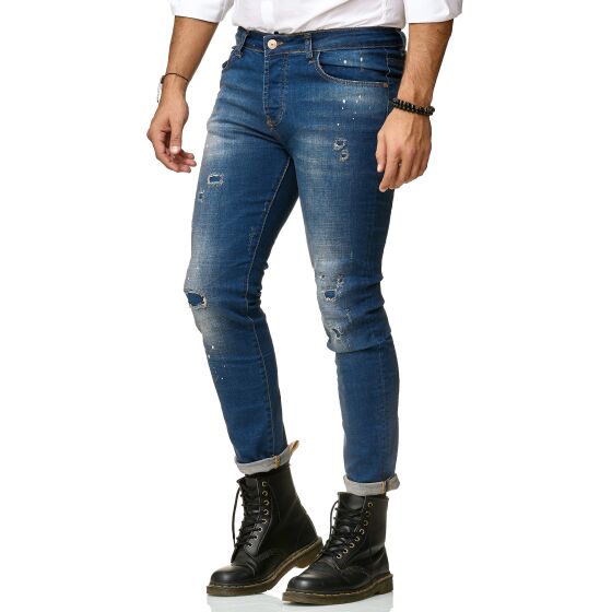 Red Bridge Mens Slim Fit Ripped Painted Destroyed Zombie Jeans