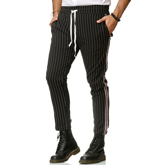 Red Bridge Herren Hose Luxury Line Jogg Pants Freizeithose Gestreift mit Gummibund