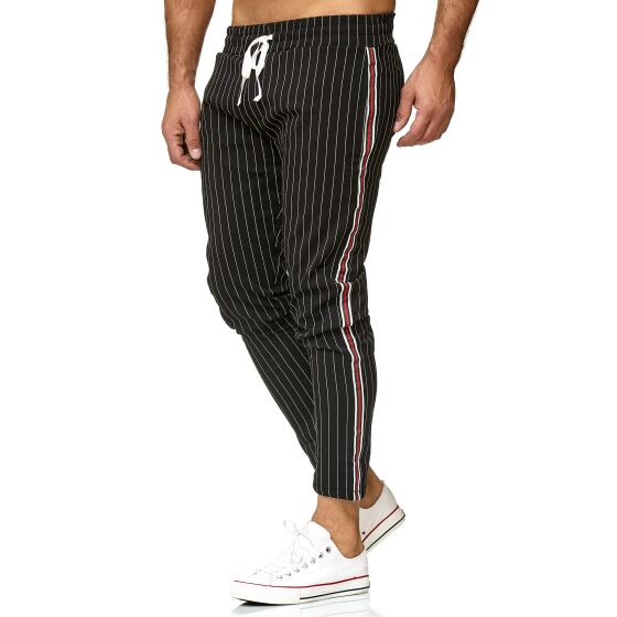 Red Bridge Mens Luxury Line Jogg Pants Casual Pants Striped with Elastic Waistband Black S