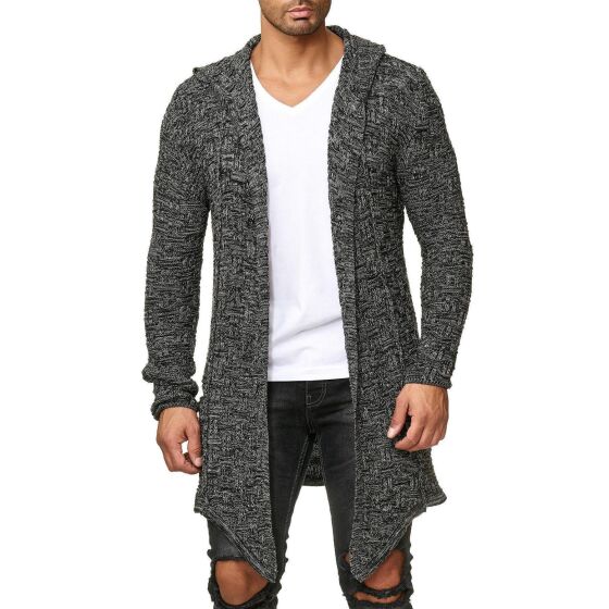 Red Bridge Mens Cardigan Transition Jacket Cardigan Asymmetric Long Cut Hood