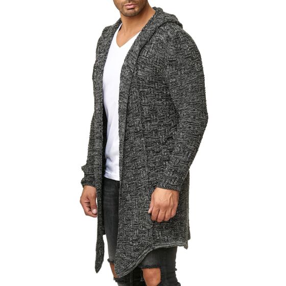 Red Bridge Mens Cardigan Transition Jacket Cardigan Asymmetric Long Cut Hood