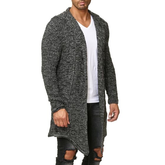 Red Bridge Mens Cardigan Transition Jacket Cardigan Asymmetric Long Cut Hood