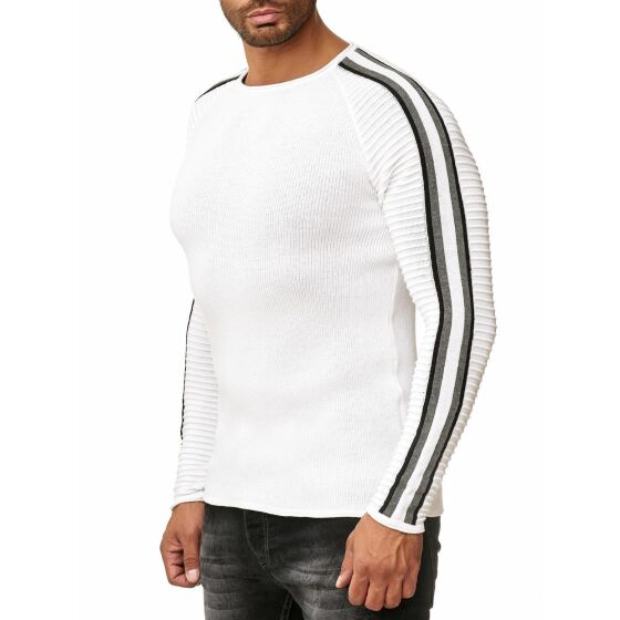 Red Bridge Mens Knit Jumper Ribbed Striped Jumper