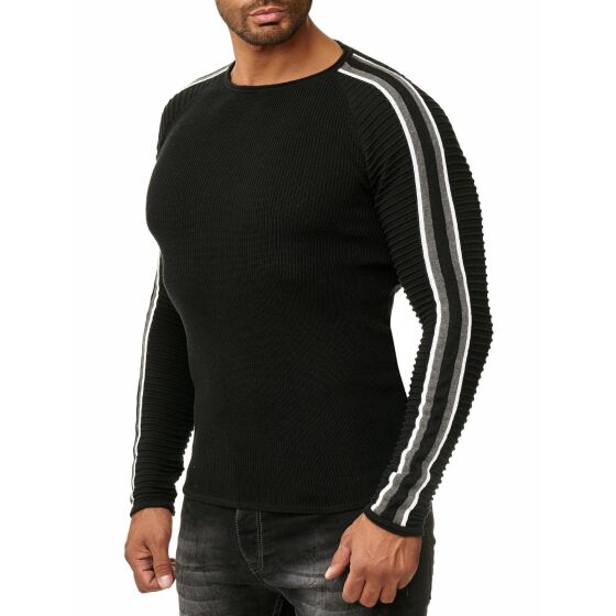 Red Bridge Mens Knit Jumper Ribbed Striped Jumper