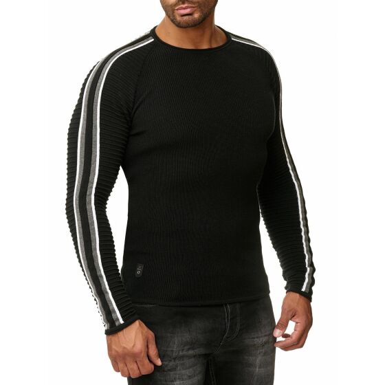 Red Bridge Mens Knit Jumper Ribbed Striped Jumper