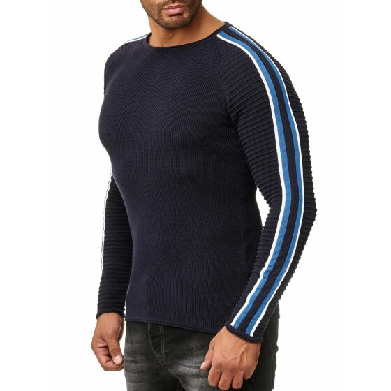 Red Bridge Mens Knit Jumper Ribbed Striped Jumper