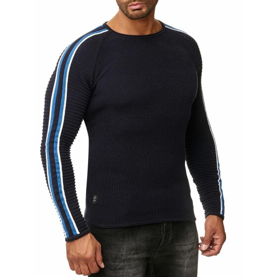 Red Bridge Mens Knit Jumper Ribbed Striped Jumper