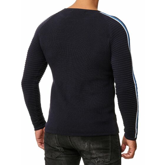 Red Bridge Mens Knit Jumper Ribbed Striped Jumper