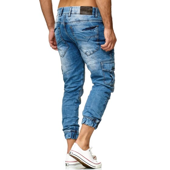 Red Bridge Mens Jogger Denim Jeans Cargo Pants Narrow Leg Jeans Black W38 L34