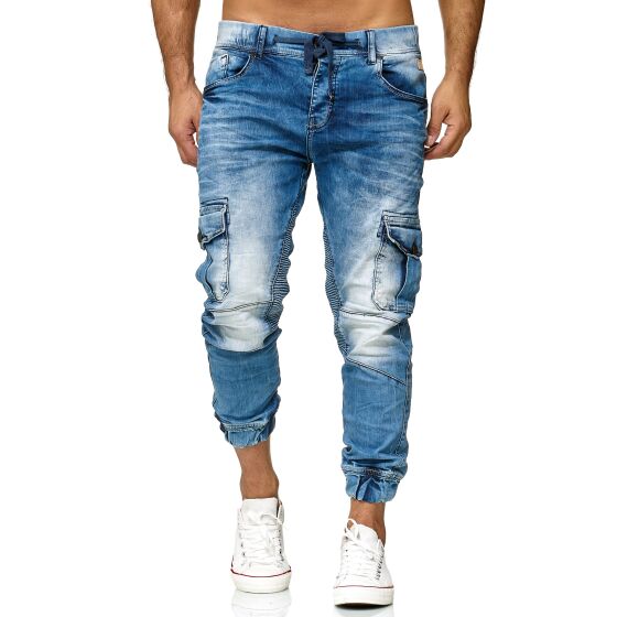 Red Bridge Mens Jogger Denim Jeans Cargo Pants Narrow Leg Jeans Black W38 L34