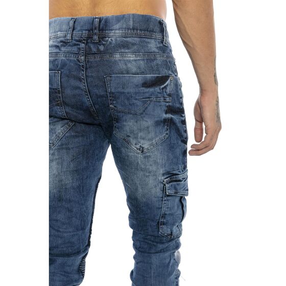 Red Bridge Mens Jogger Denim Jeans Cargo Pants Narrow Leg Jeans Black W38 L34