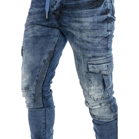 Red Bridge Mens Jogger Denim Jeans Cargo Pants Narrow Leg Jeans Black W38 L34