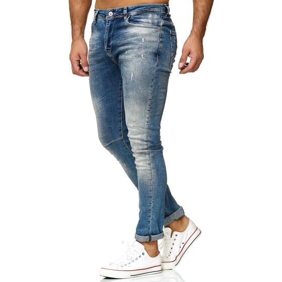 Red Bridge Mens Jeans Trousers Slim Fit Ripped Redemption Blue W31 L34