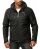 Red Bridge Mens Faux Leather Jacket Faux Leather Biker Jacket with Sweat Hood Two in One Black M
