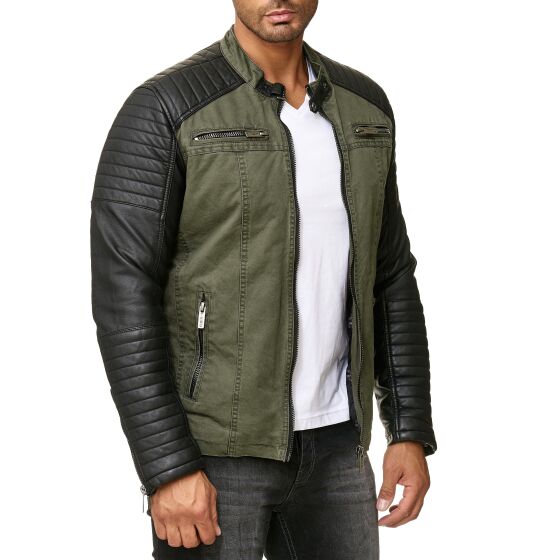 Red Bridge Herren Cotton Bikerjacke Kunst- Lederjacke