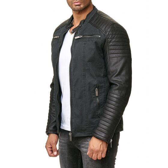 Red Bridge Herren Cotton Bikerjacke Kunst- Lederjacke