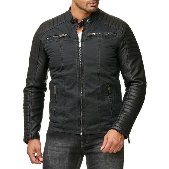 Red Bridge Herren Cotton Bikerjacke Kunst- Lederjacke