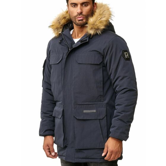 Red Bridge Herren Parka Jacke Mantel Winterjacke Big Basic Navy Blau M