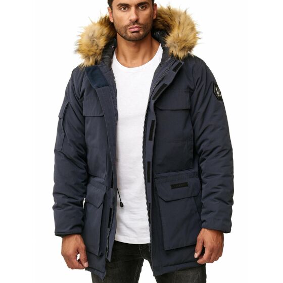 Red Bridge Herren Parka Jacke Mantel Winterjacke Big Basic Navy Blau M