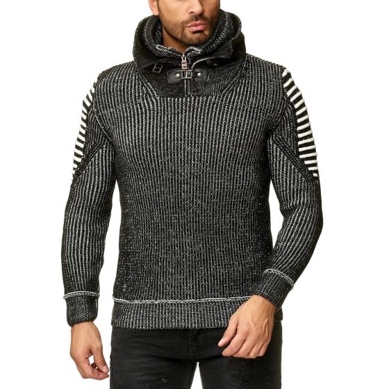 Red Bridge Herren Strickpullover Double Layer Collar Hoher Stehkragen