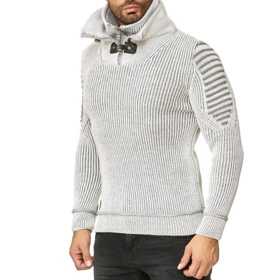 Red Bridge Mens Knit Jumper Double Layer Collar High stand-up collar