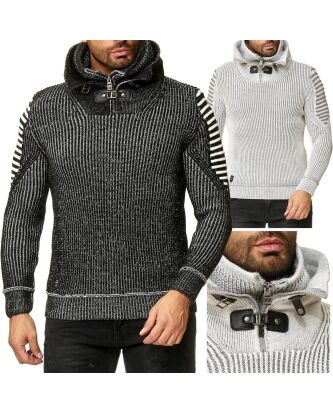 Red Bridge Mens Knit Jumper Double Layer Collar High...