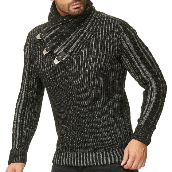 Red Bridge Mens knit sweater shawl collar high stand-up collar