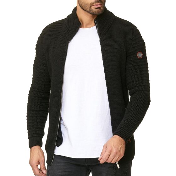 Red Bridge Herren Strickjacke Cardigan mit Stehkragen Basic Luxury